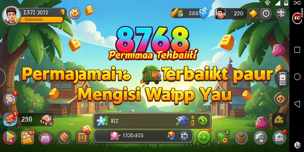 Tampilan gameplay <strong>8768</strong> yang menarik dengan karakter dan item yang berwarna-warni.