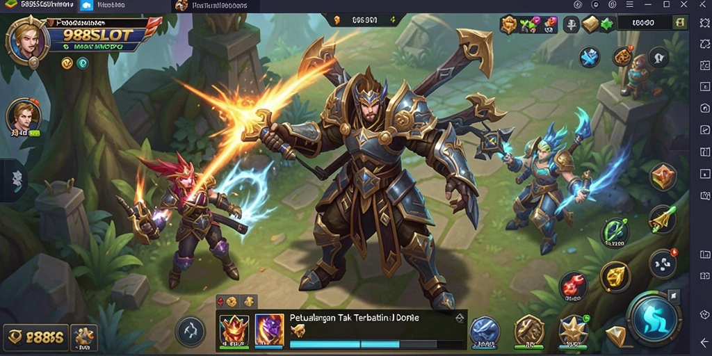 Screenshot gameplay 988SLOT yang menampilkan pertempuran epik.