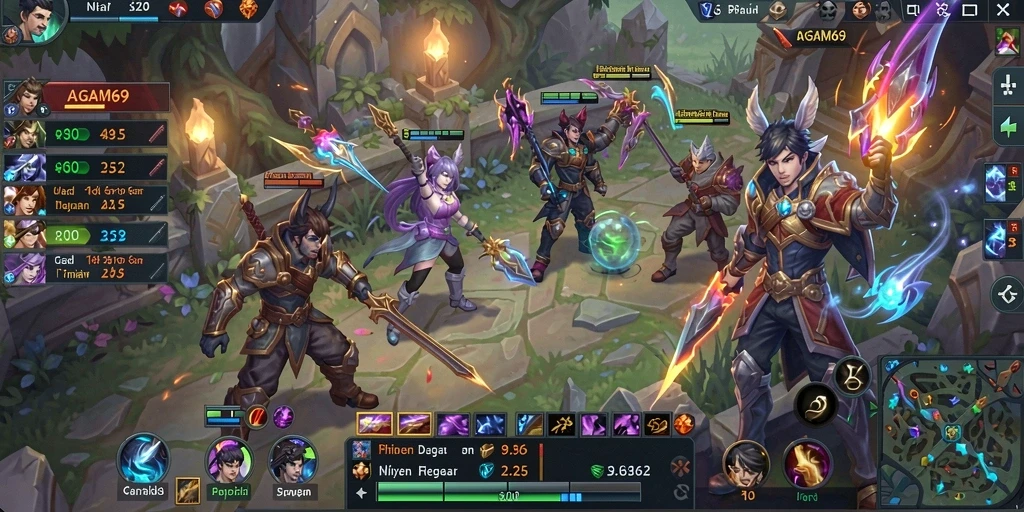 Tampilan aksi seru dan mendebarkan dalam gameplay MOBA AGAM69.