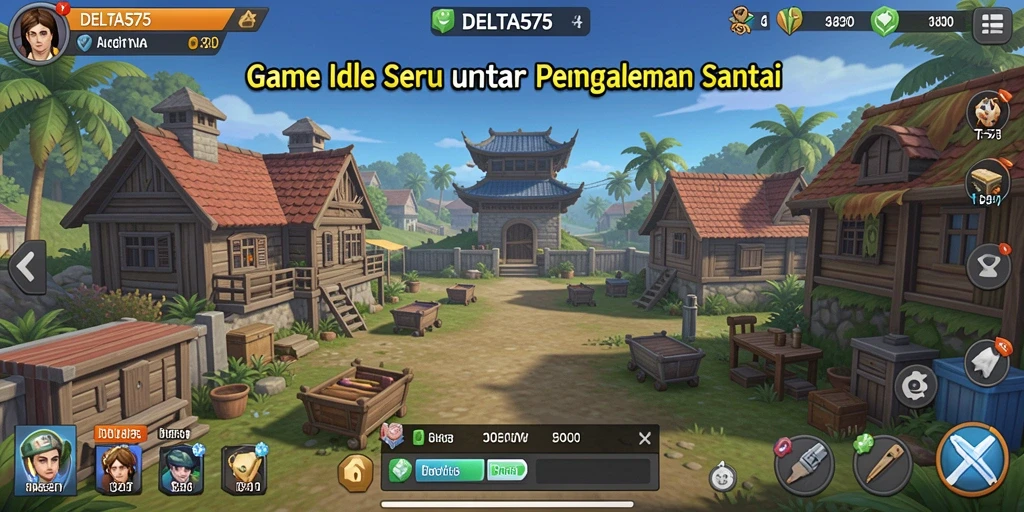 Tampilan gameplay utama DELTA575 yang menarik dan interaktif.