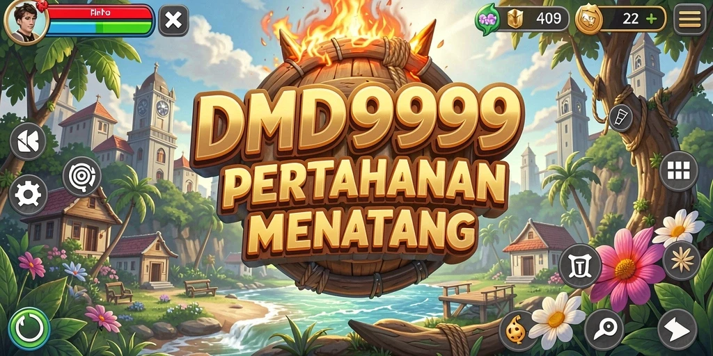 Screenshot gameplay DMD999 menampilkan menara yang siap menghadang musuh.