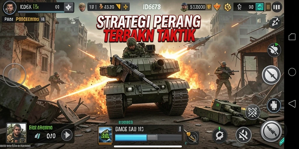 Tangkapan layar utama ID678 menampilkan aksi strategis yang intens dan taktis.