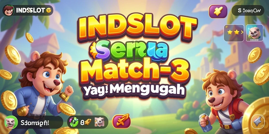 Gameplay seru INDSLOT dengan elemen Match-3 yang menarik.