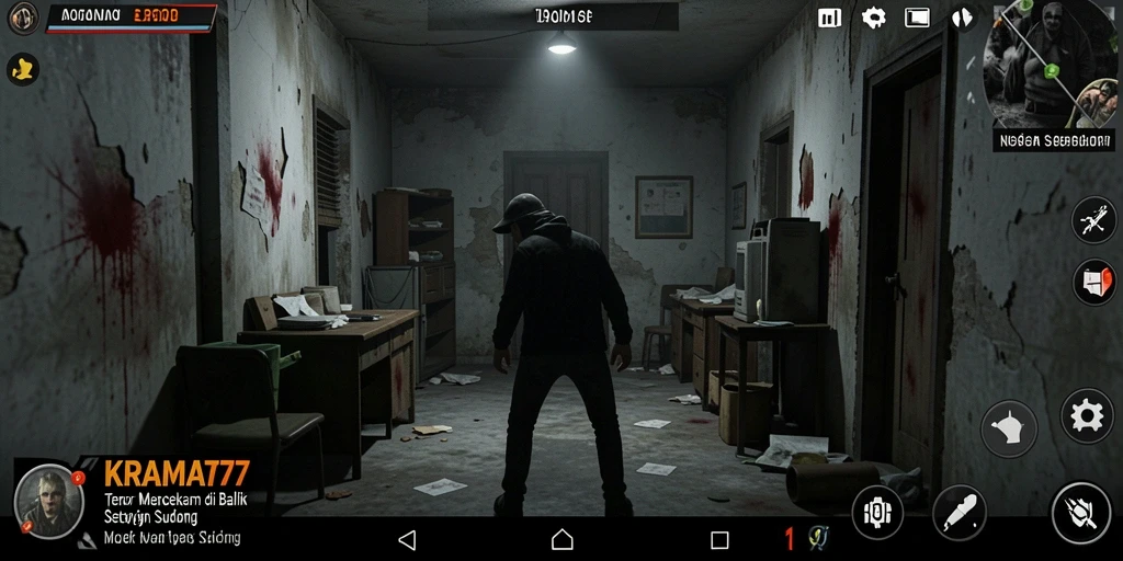 Screenshot KRAMAT77 menampilkan suasana mencekam dan gameplay yang menegangkan.