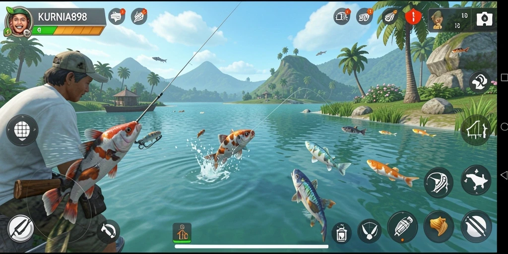 Screenshot gameplay KURNIA898 menampilkan suasana memancing yang realistis dan seru.