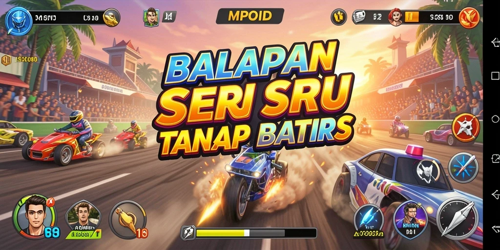 Tampilan menarik dari gameplay balapan di MPOID yang memikat.