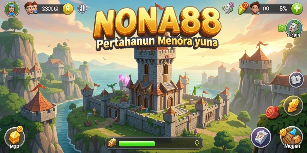Tangkapan layar NONA88 menunjukkan aksi seru dalam pertarungan Tower Defense.