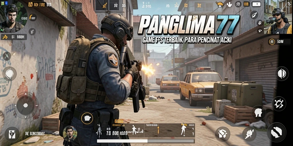 Tampilan aksi mendebarkan dari gameplay PANGLIMA77 dengan berbagai senjata.