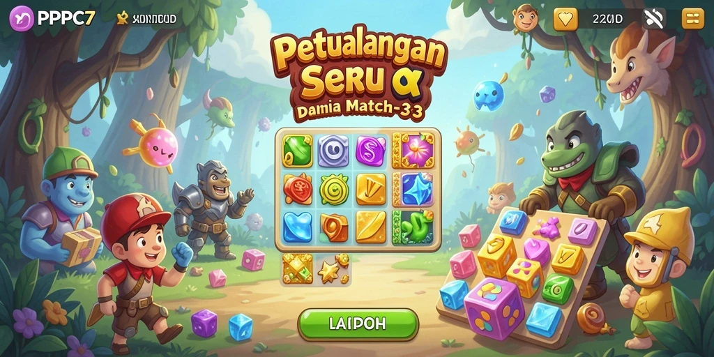 Tangkapan layar menunjukkan gameplay seru dengan kombinasi batu permata di <strong>PCPC7</strong>.
