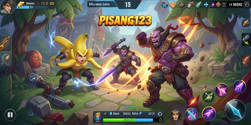 Gameplay seru dari PISANG123 dalam aksi pertarungan MOBA.