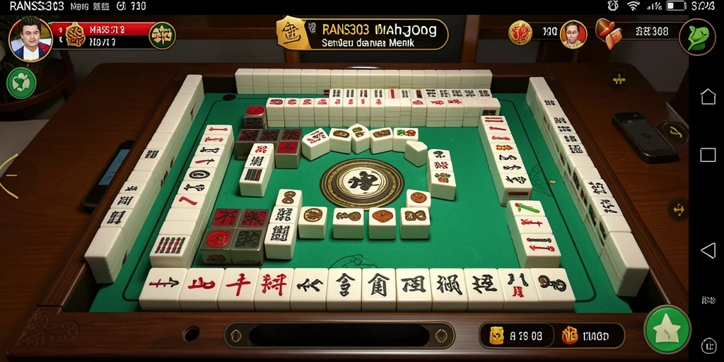 Tampilan gameplay menarik dari RANS303 dengan ubin Mahjong yang berwarna-warni.