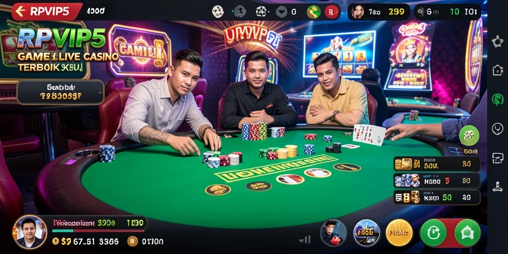 Screenshot gameplay RPVIP5 menampilkan dealer langsung dan permainan yang mengasyikkan.
