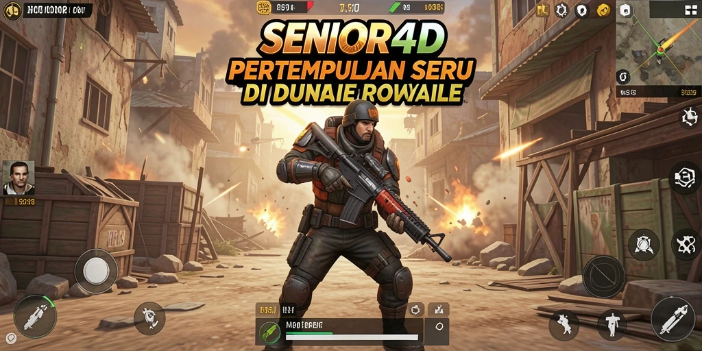 Tangkapan layar gameplay SENIOR4D yang mengasikan saat pertempuran Battle Royale.