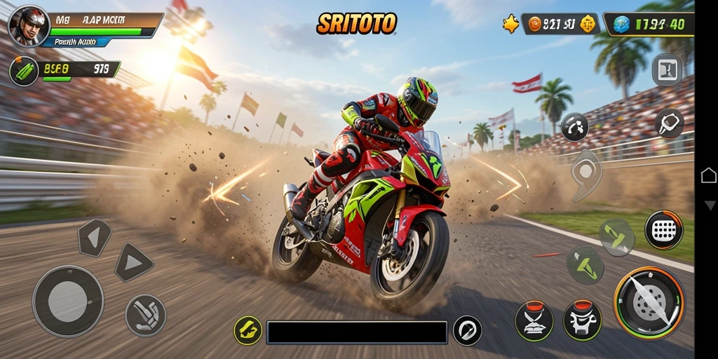 Screenshot SRITOTO menampilkan balapan motor yang penuh aksi dan keseruan.