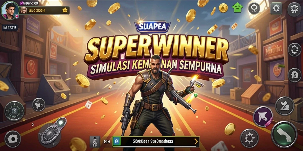 Tampilan gameplay SUPERWINNER yang menegangkan dan mendebarkan.