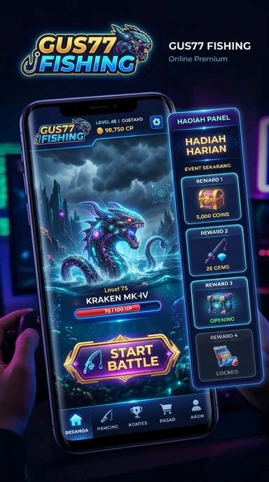 Tampilan antarmuka pengguna gus77 yang modern.